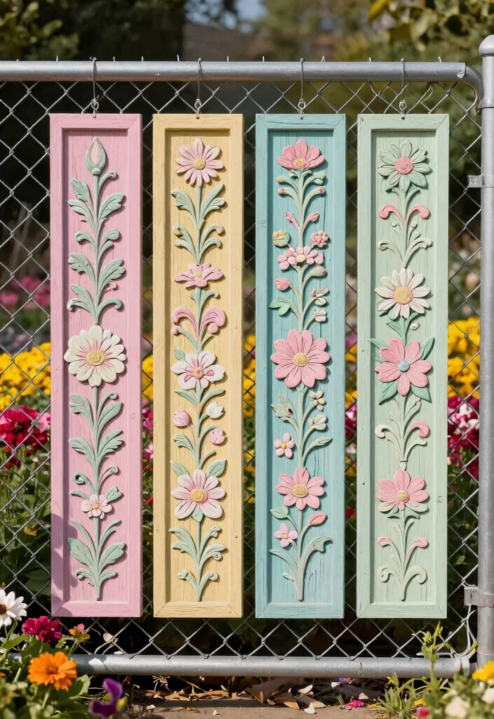 14 Chain Link Fence Ideas That Actually Look Good on a Budget - 6. Decorative Fence Panels 1
