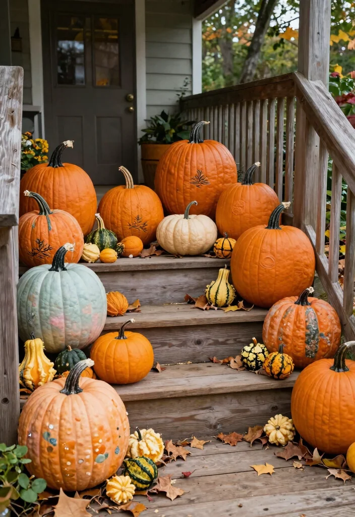 14 Fall Porch Decorating Ideas That Last Through Thanksgiving - 1. Eco-Friendly Pumpkin Displays 1