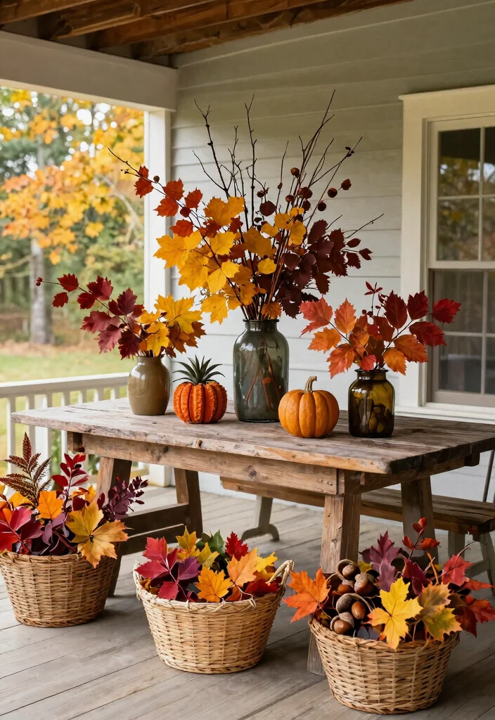 14 Fall Porch Decorating Ideas That Last Through Thanksgiving - 13. Creative Use of Foliage 1
