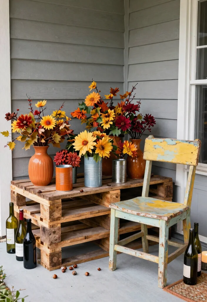 14 Fall Porch Decorating Ideas That Last Through Thanksgiving - 3. Recycled Material Decor 1