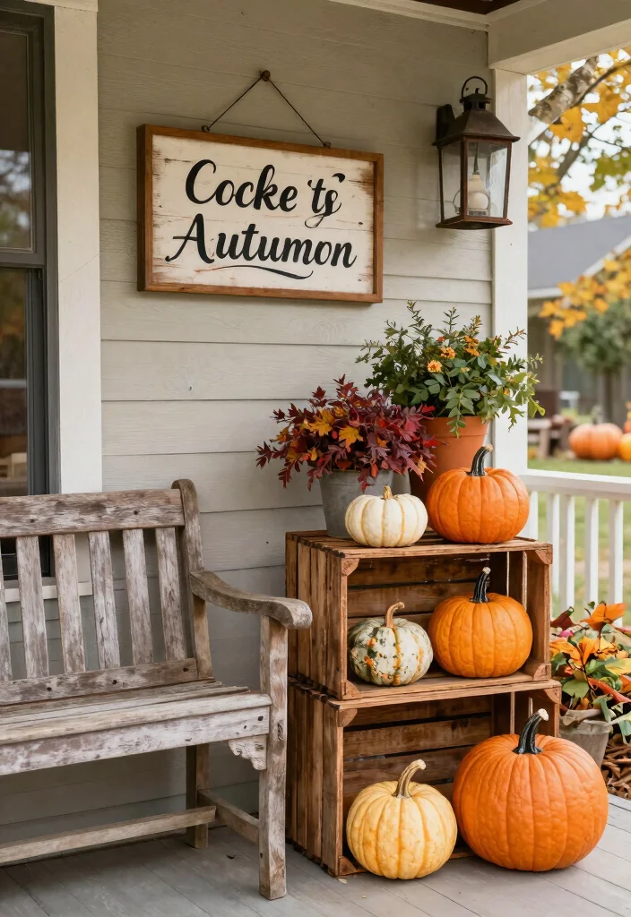 14 Fall Porch Decorating Ideas That Last Through Thanksgiving - 8. Rustic Wood Accents 1