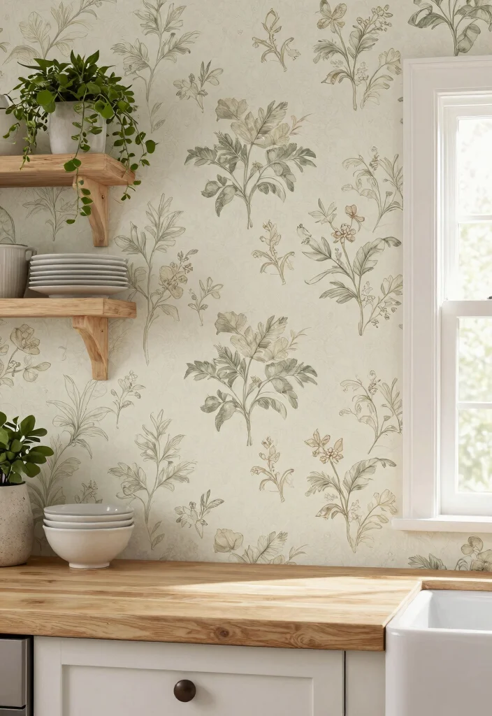 14 Farmhouse Kitchen Backsplash Ideas on a Budget - 4. Peel-and-Stick Wallpaper 1