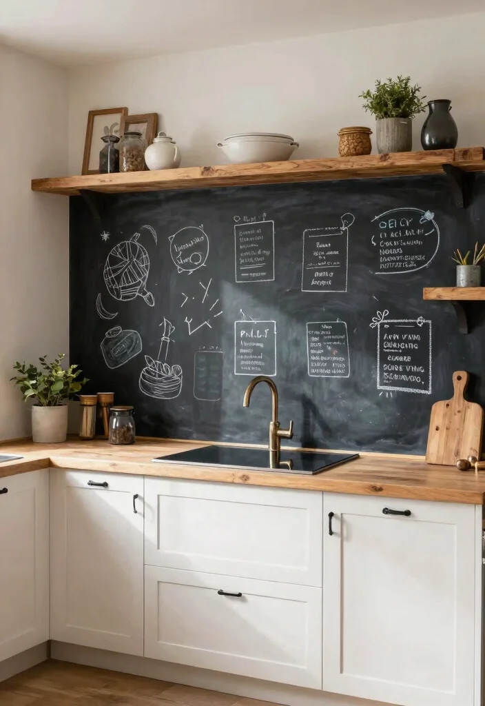 14 Farmhouse Kitchen Backsplash Ideas on a Budget - 5. Chalkboard Paint for a Fun Twist 1