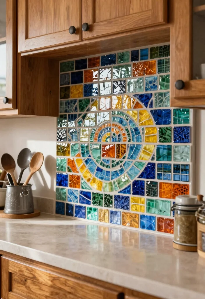 14 Farmhouse Kitchen Backsplash Ideas on a Budget - 8. Mosaic Glass Tiles 1