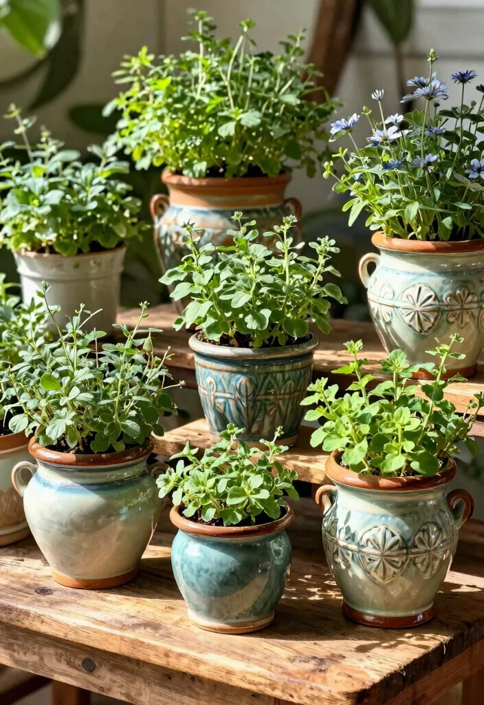 14 French Farmhouse Decor Ideas That Feel Authentic Not Over-Styled - 9. Vintage Crocks for Unique Planters 1