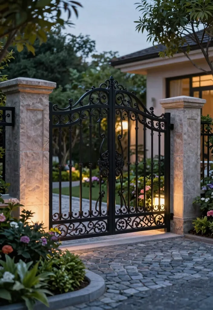 14 Front Yard Fence Ideas That Boost Curb Appeal Without Breaking Code - 2. Wrought Iron Elegance 1