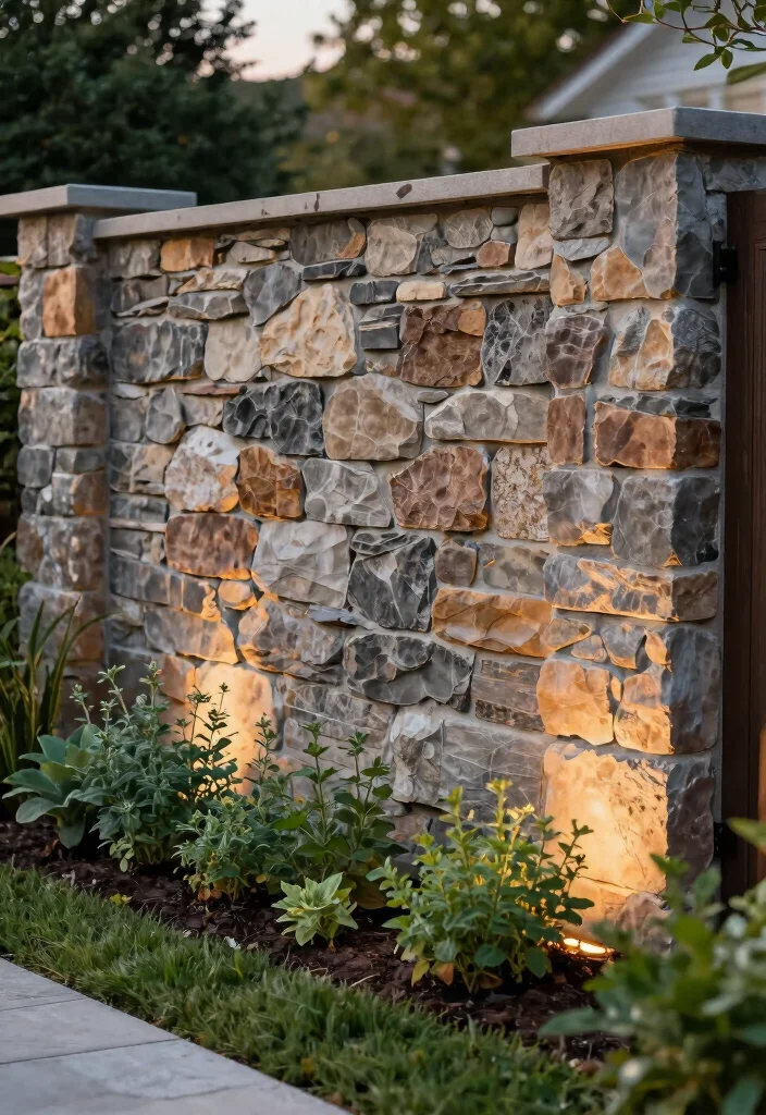 14 Front Yard Fence Ideas That Boost Curb Appeal Without Breaking Code - 9. Decorative Stone Wall 1