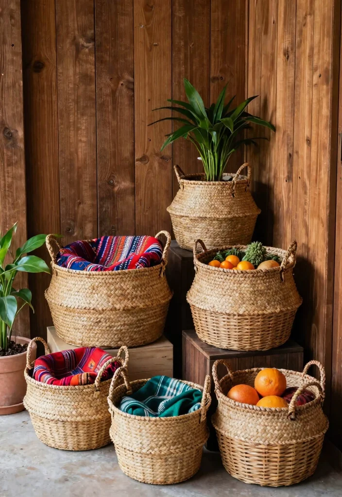 14 Mexican Farmhouse Decor Ideas That Work in Any Climate - 11. Woven Baskets 1