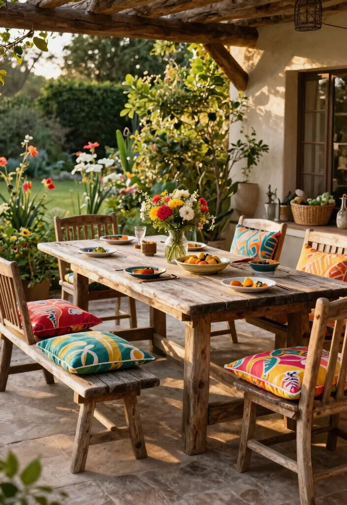 14 Mexican Farmhouse Decor Ideas That Work in Any Climate - 3. Rustic Wooden Furniture 1