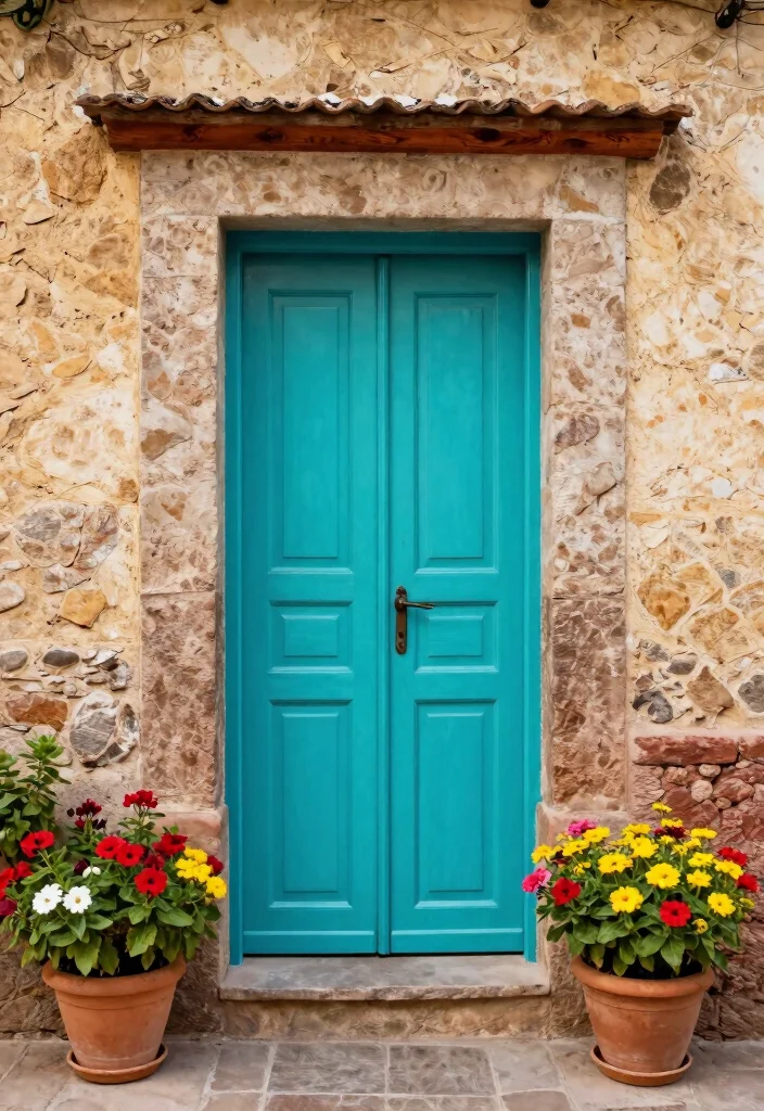 14 Mexican Farmhouse Decor Ideas That Work in Any Climate - 9. Brightly Colored Doors 1