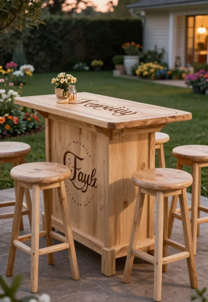 14 Outdoor Bar Table Ideas That Seat More Without Taking Over - 12. Personalized Bar Tables 1