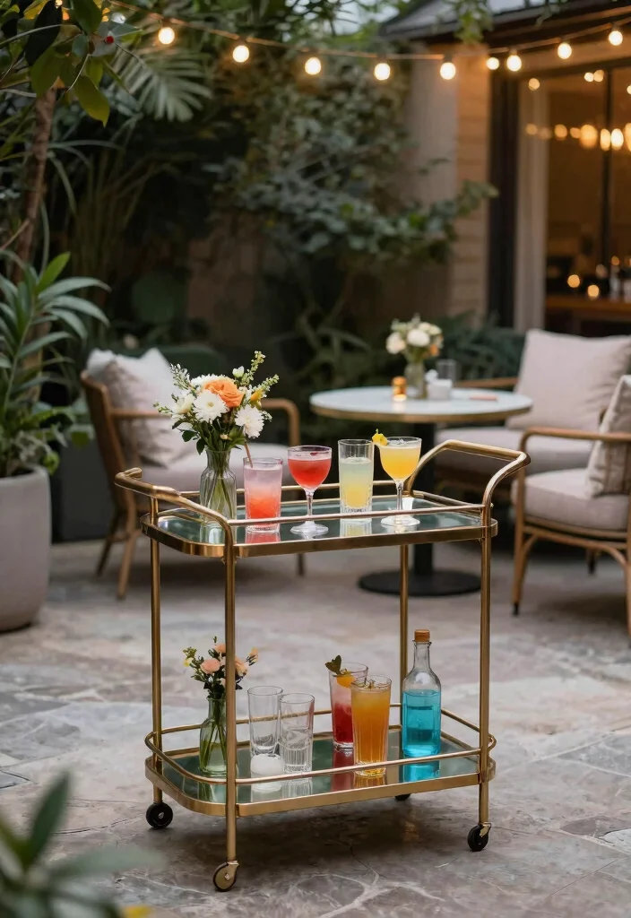 14 Outdoor Bar Table Ideas That Seat More Without Taking Over - 2. Bar Carts on the Move 1