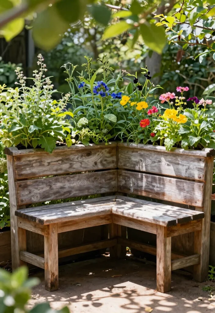 14 Patio Bench Ideas That Fit Tight Corners and Narrow Spaces - 1. Corner Bench with Built-in Planters 1