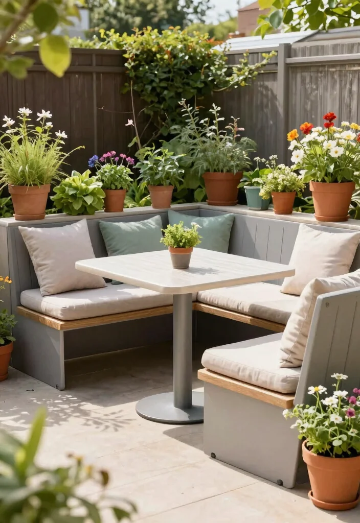 14 Patio Bench Ideas That Fit Tight Corners and Narrow Spaces - 11. Multi-Functional Bench/Table Combo 1