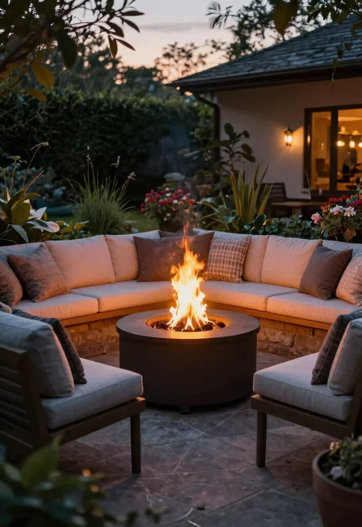 14 Patio Bench Ideas That Fit Tight Corners and Narrow Spaces - 12. Integrated Seating with Fire Pit 1