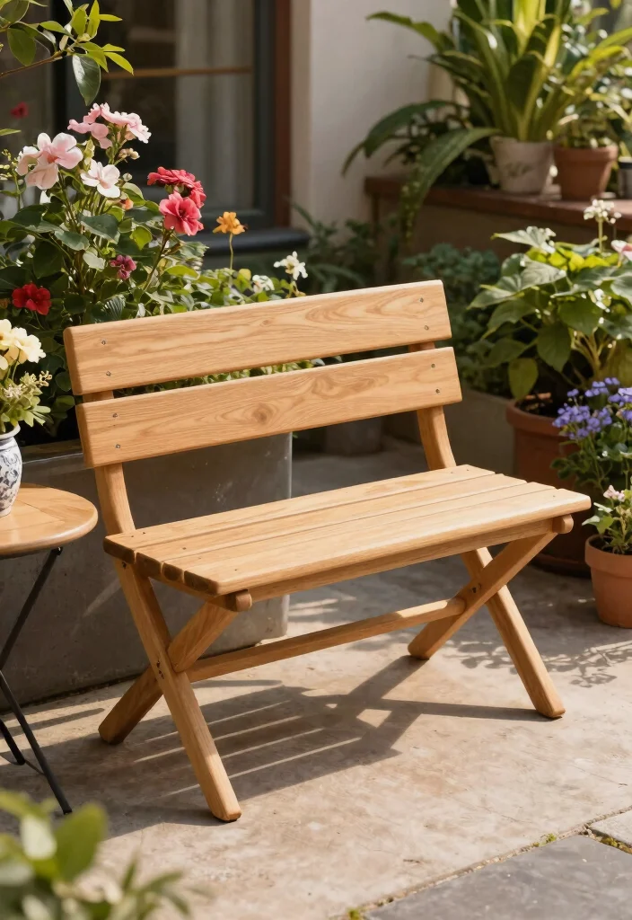 14 Patio Bench Ideas That Fit Tight Corners and Narrow Spaces - 2. Folding Bench for Flexibility 1