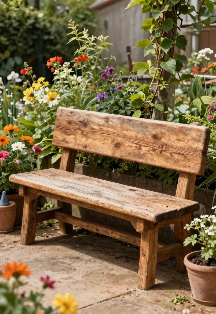 14 Patio Bench Ideas That Fit Tight Corners and Narrow Spaces - 8. Rustic Farmhouse Benches 1