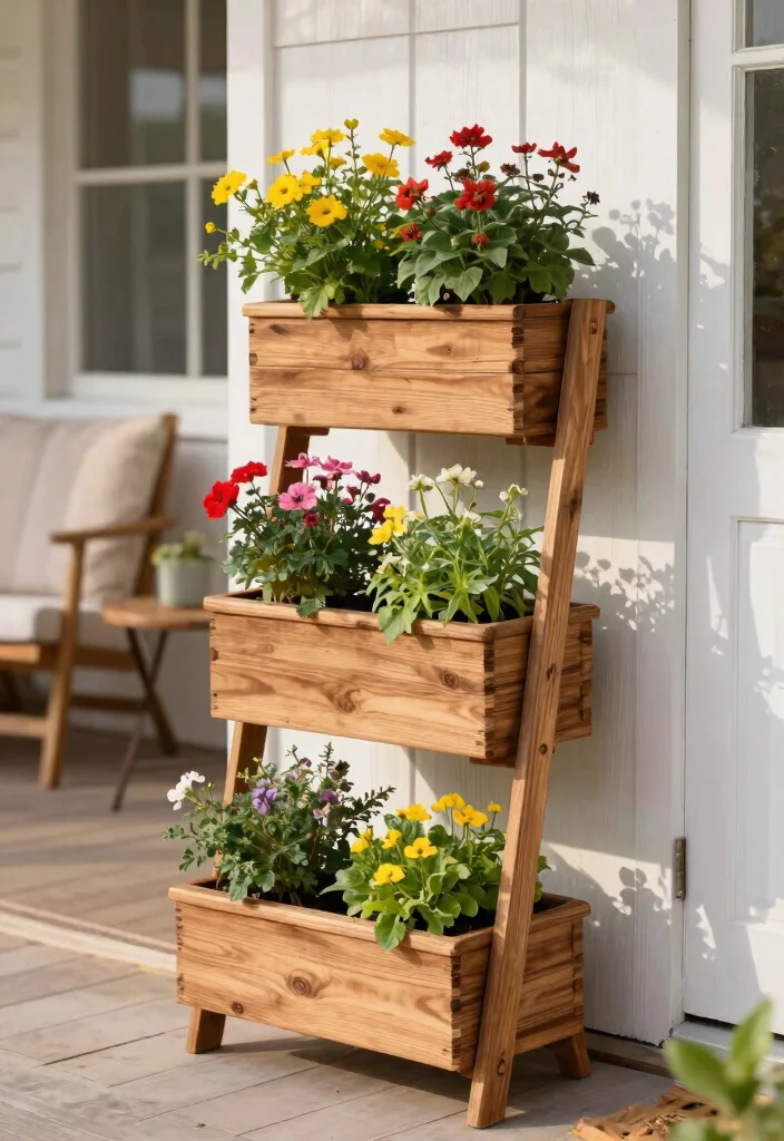 14 Porch Planter Box Ideas That Stay Watered and Boost Curb Appeal - 1. Tiered Vertical Planter for Small Spaces 1