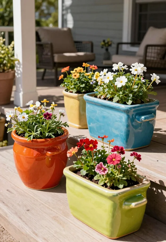 14 Porch Planter Box Ideas That Stay Watered and Boost Curb Appeal - 13. Glazed Ceramic Planter Boxes 1