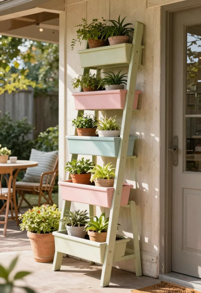 14 Porch Planter Box Ideas That Stay Watered and Boost Curb Appeal - 14. Vertical Ladder Planter Box 1