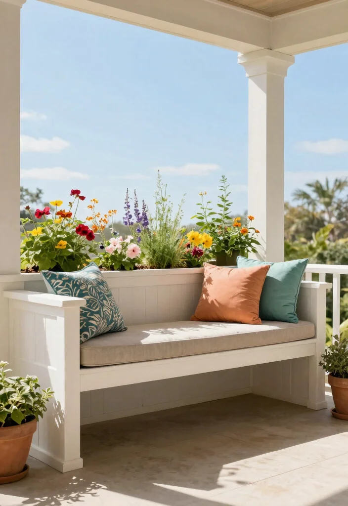 14 Porch Planter Box Ideas That Stay Watered and Boost Curb Appeal - 2. Built-in Bench Planter Box 1
