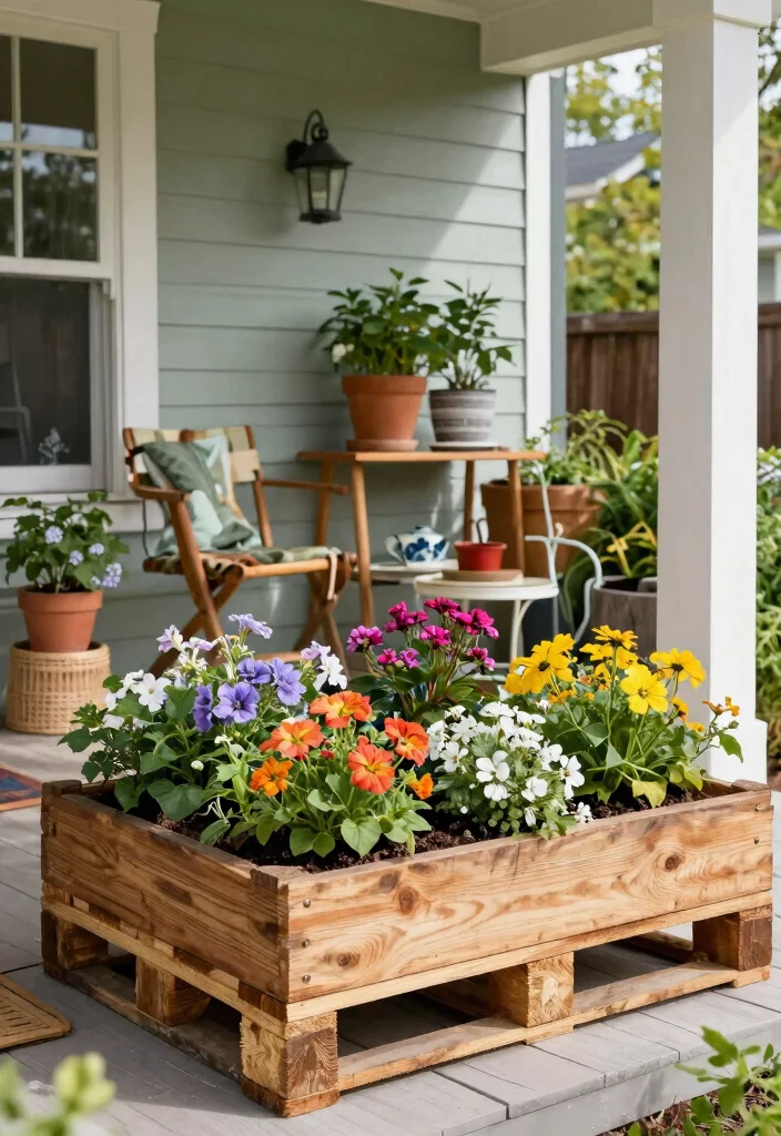 14 Porch Planter Box Ideas That Stay Watered and Boost Curb Appeal - 9. Recycled Materials Planter Box 1