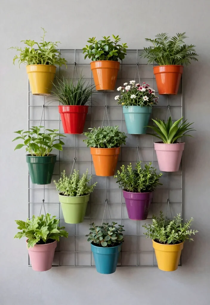 14 Wall Planter Ideas for Vertical Gardens on Tight Budgets - 11. Vertical Wire Grid Planter 1