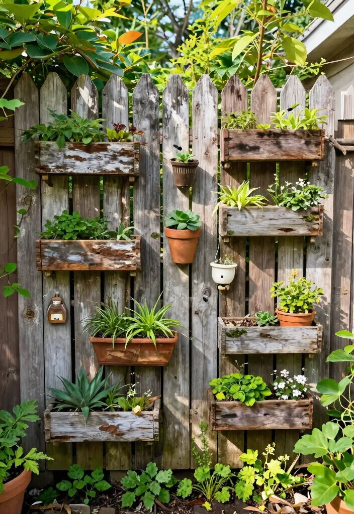 14 Wall Planter Ideas for Vertical Gardens on Tight Budgets - 13. Creative Use of Old Fencing 1