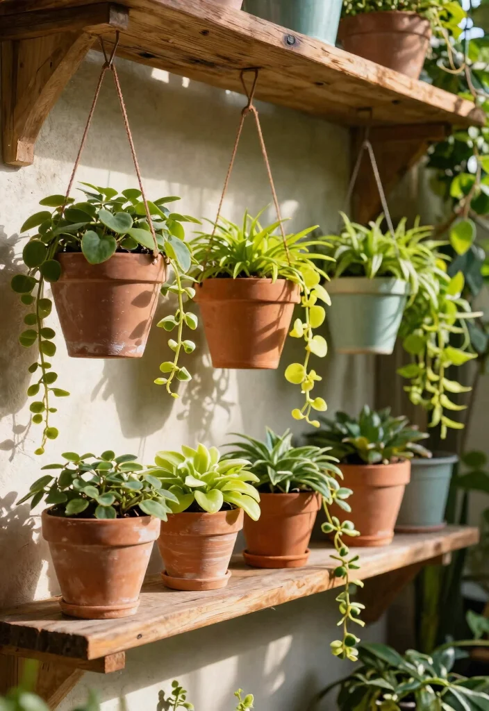 14 Wall Planter Ideas for Vertical Gardens on Tight Budgets - 6. Hanging Terracotta Pots 1