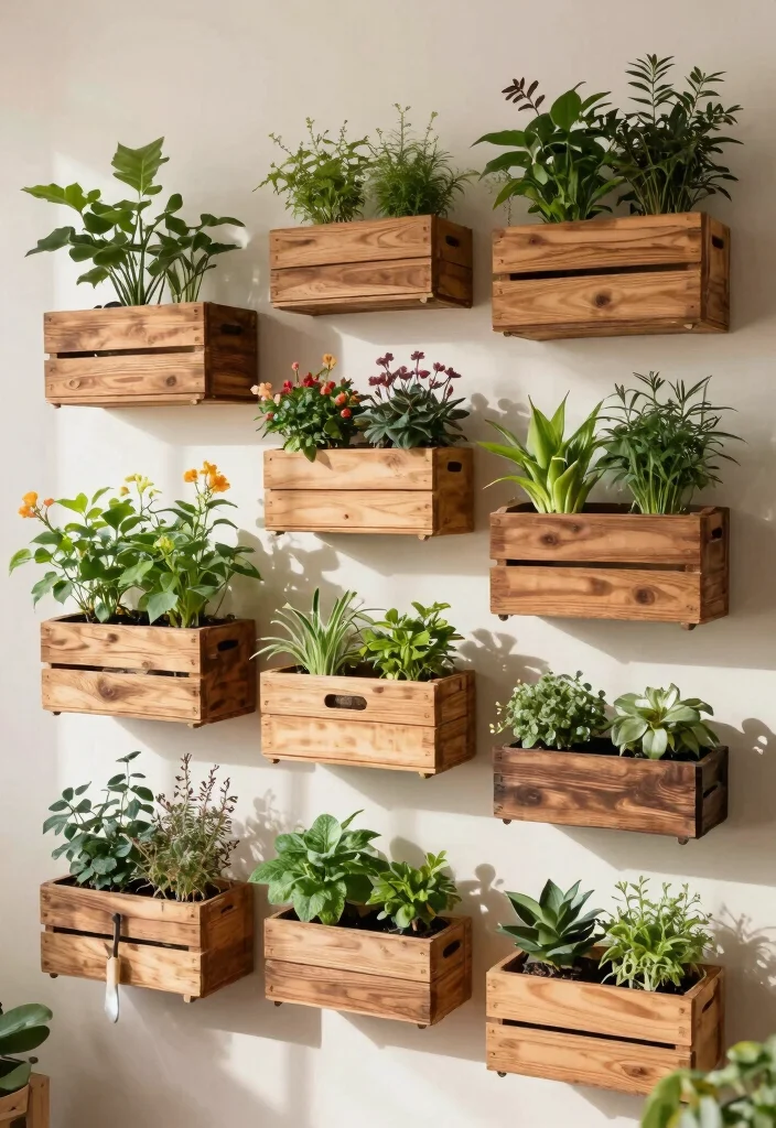14 Wall Planter Ideas for Vertical Gardens on Tight Budgets - 7. Wall-Mounted Wooden Boxes 1