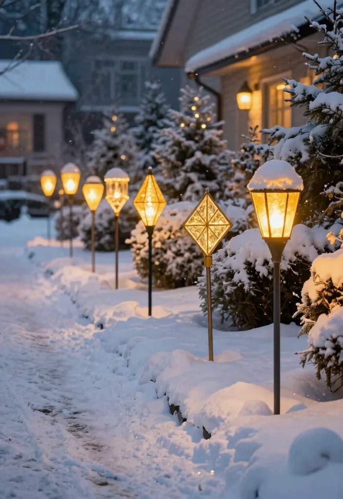 15 Christmas Walkway Ideas That Stay Lit Through Snow and Ice - 1. Illuminated Pathway Stakes 1