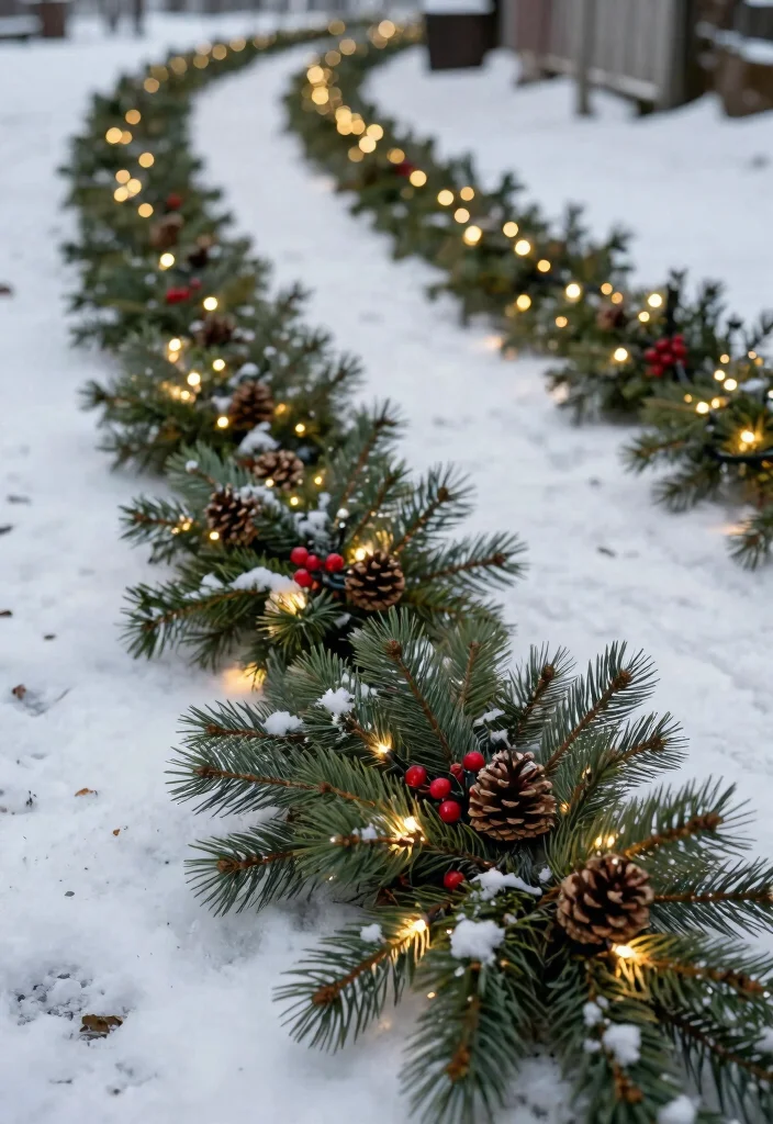 15 Christmas Walkway Ideas That Stay Lit Through Snow and Ice - 13. Scented Pine Boughs 1