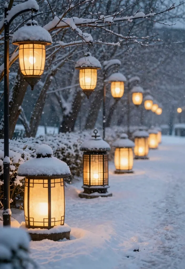 15 Christmas Walkway Ideas That Stay Lit Through Snow and Ice - 3. Snow-Resistant Lanterns 1