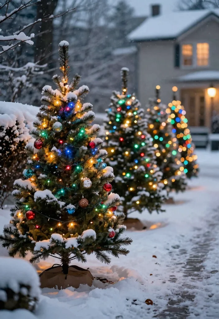 15 Christmas Walkway Ideas That Stay Lit Through Snow and Ice - 6. Outdoor Christmas Trees 1