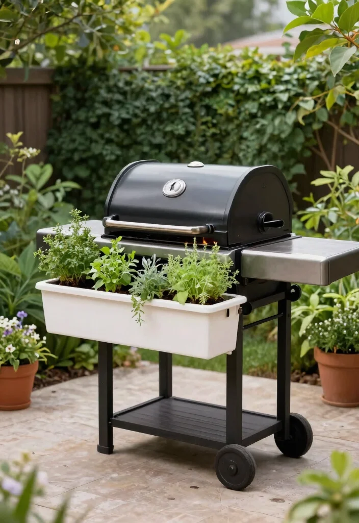 15 Compact Grill Ideas for Small Patios that are Perfect for Urban Gardens - 10. Grill with Planter Box for Aesthetic Appeal 1