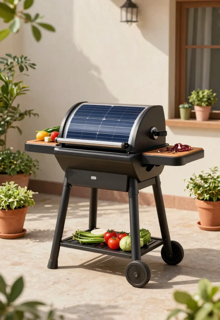 15 Compact Grill Ideas for Small Patios that are Perfect for Urban Gardens - 15. Solar-Powered Grill for Eco-Friendly Cooking 1