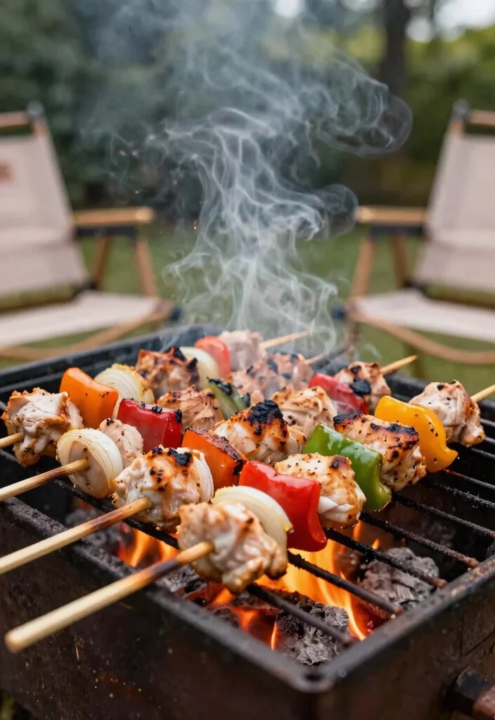 15 Fire Pit Grill Ideas That Let You Cook Over Open Flame - 1. Skewered Kebabs Over the Flame 1
