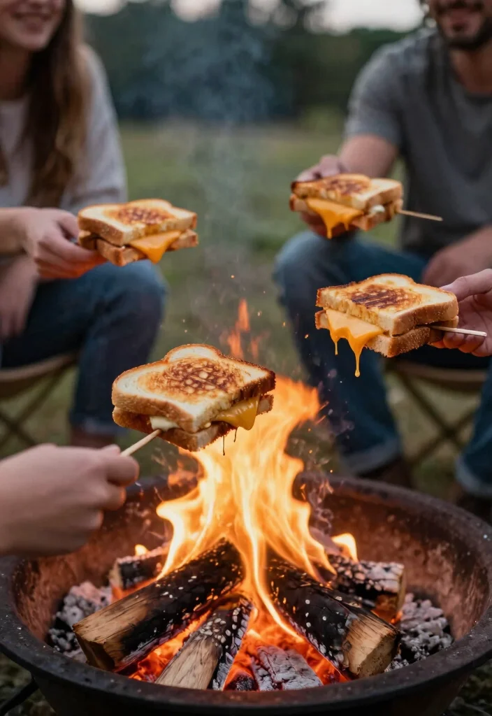15 Fire Pit Grill Ideas That Let You Cook Over Open Flame - 13. Grilled Cheese Sandwiches: Nostalgic and Fun 1