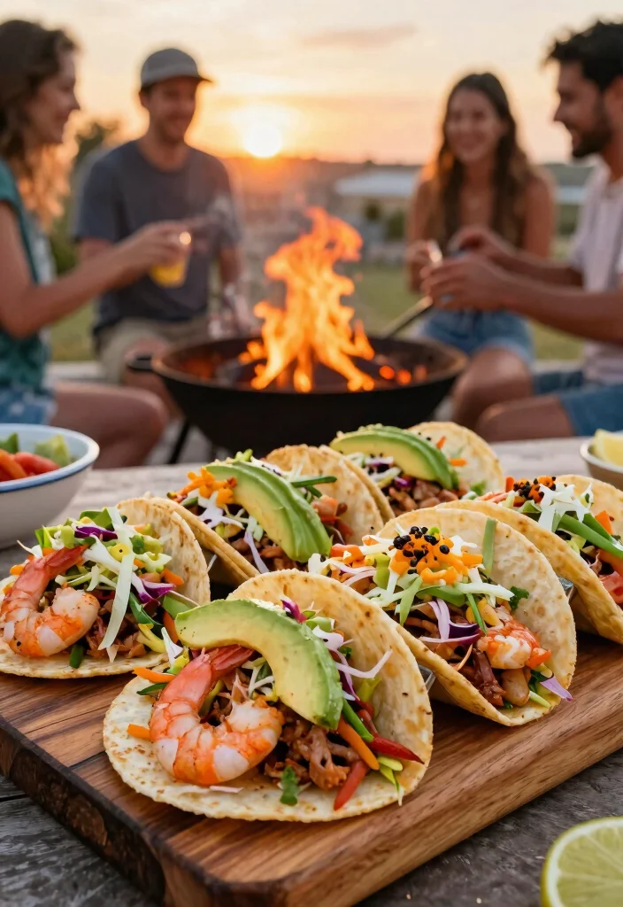 15 Fire Pit Grill Ideas That Let You Cook Over Open Flame - 14. Spicy Shrimp Tacos: A Flavor Explosion 1