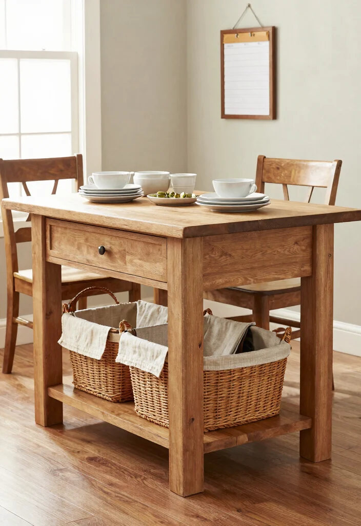 15 Large Farmhouse Table Concepts That Seat 8 Without Custom Build - 10. Farmhouse Table with Built-in Storage 1