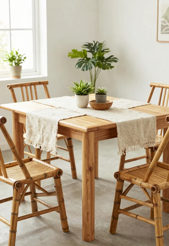 15 Large Farmhouse Table Concepts That Seat 8 Without Custom Build - 14. Eco-Friendly Bamboo Table 1