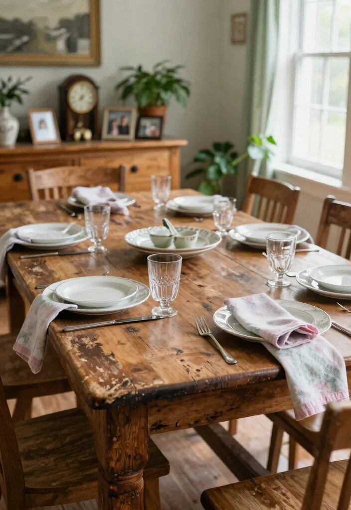 15 Large Farmhouse Table Concepts That Seat 8 Without Custom Build - 3. Distressed Finish Delight 1