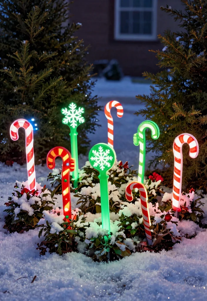 15 Outdoor Christmas Decorations for Yards That Stay Lit All Night - 12. Solar-Powered Christmas Garden Stakes 1