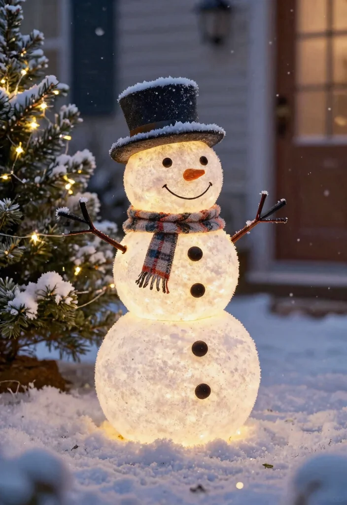 15 Outdoor Christmas Decorations for Yards That Stay Lit All Night - 15. LED Snowman Garden Decor 1