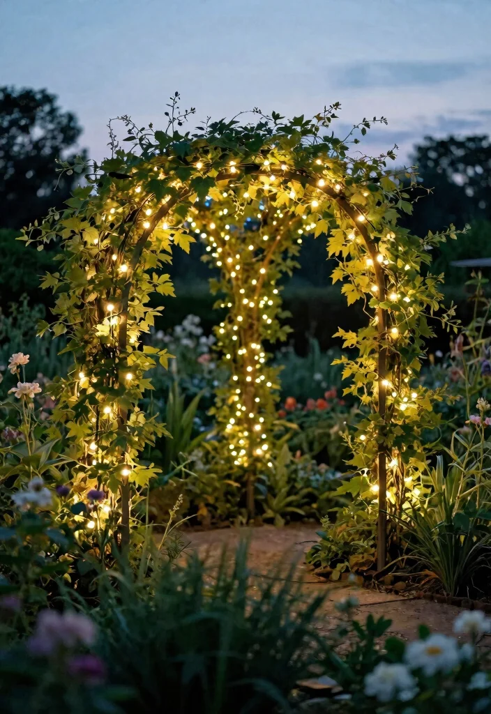 15 Outdoor Fence Decor Ideas That Boost Curb Appeal From the Street - 12. Trellis with Fairy Lights 1