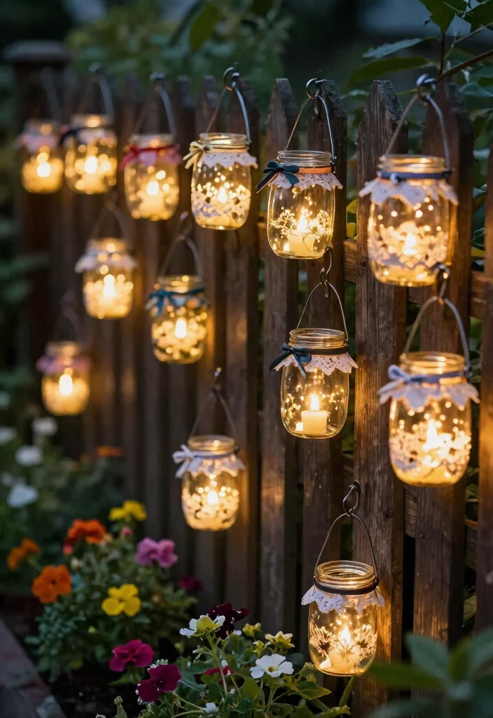 15 Outdoor Fence Decor Ideas That Boost Curb Appeal From the Street - 13. Mason Jar Lanterns 1