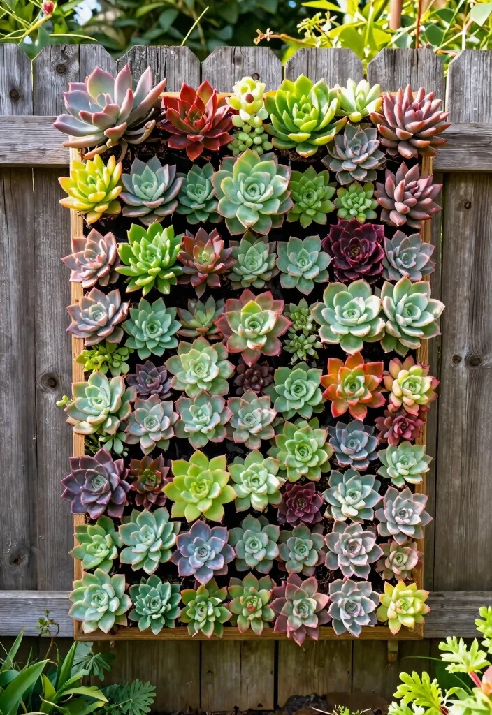 15 Outdoor Fence Decor Ideas That Boost Curb Appeal From the Street - 5. Vertical Succulent Wall 1