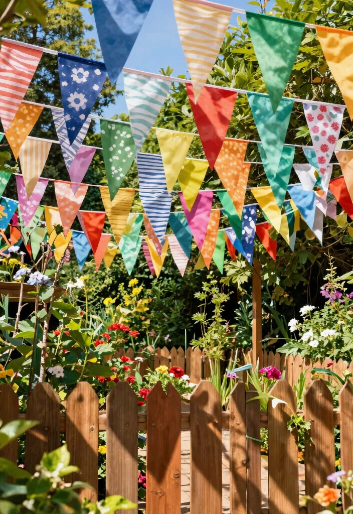 15 Outdoor Fence Decor Ideas That Boost Curb Appeal From the Street - 9. Colorful Banner Flags 1