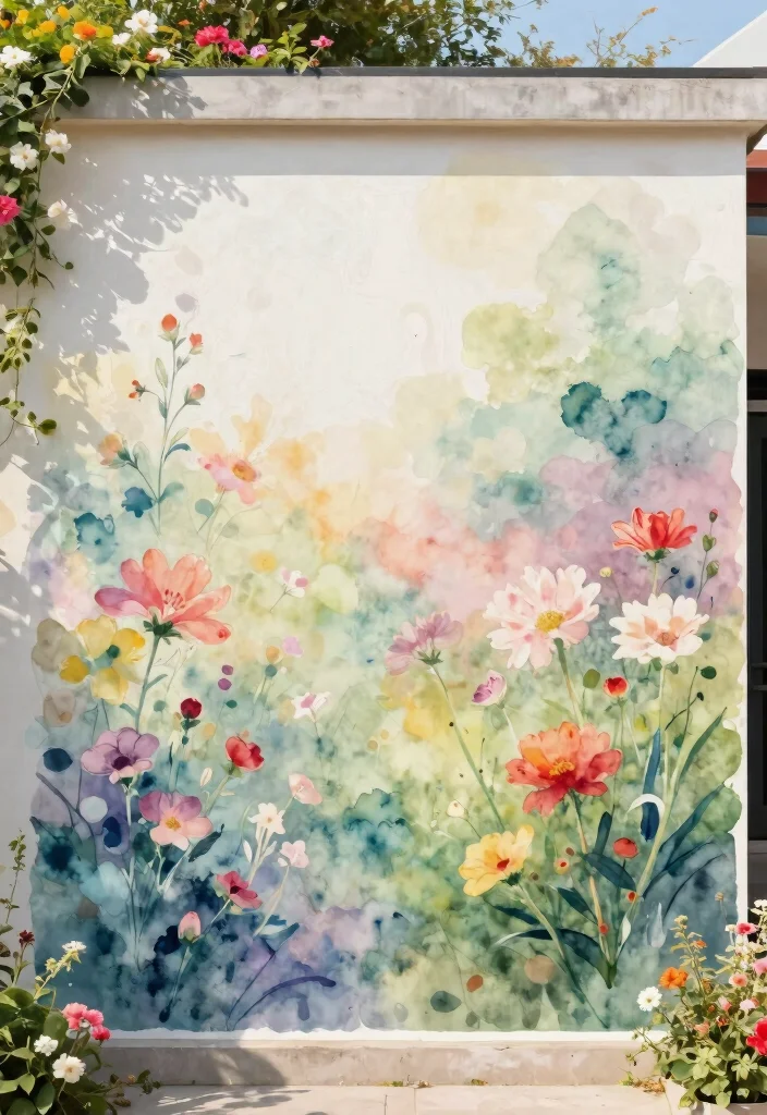 15 Outdoor Wall Art Garden Mural Ideas That Survive Rain - 11. Watercolor Effect Murals 1