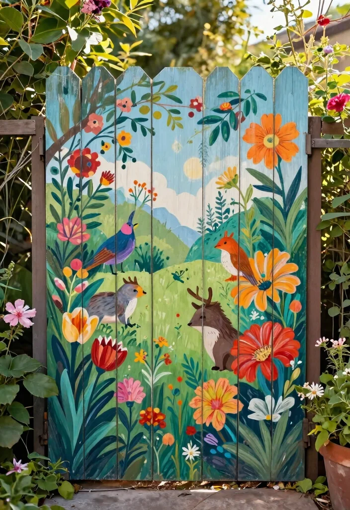 15 Outdoor Wall Art Garden Mural Ideas That Survive Rain - 14. Artistic Fencing Murals 1
